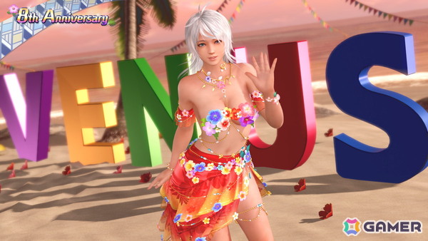 「DEAD OR ALIVE XVV」花びらが舞う南国風の8周年記念SSR水着「ララ・ウルプア」が登場！アニバーサリーコーデガチャ最大100連無料にの画像