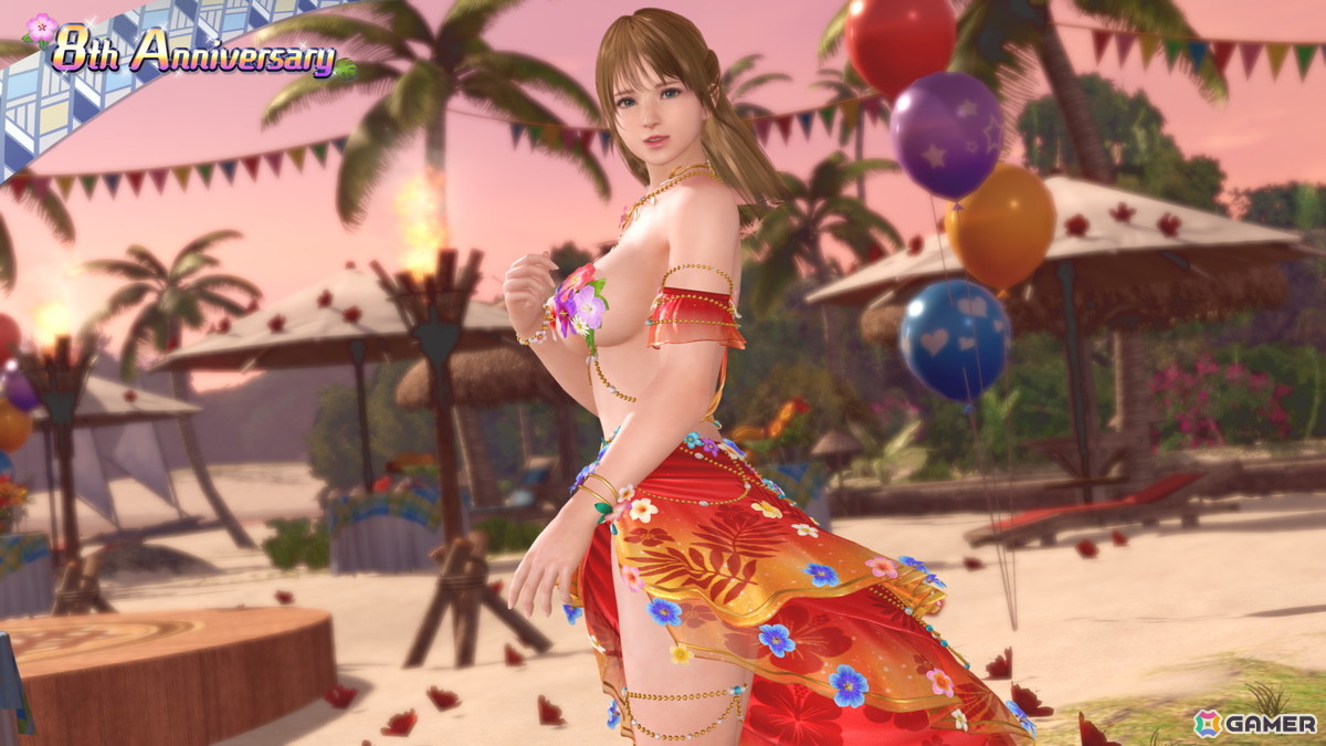 「DEAD OR ALIVE XVV」花びらが舞う南国風の8周年記念SSR水着「ララ・ウルプア」が登場！アニバーサリーコーデガチャ最大100連無料にの画像10