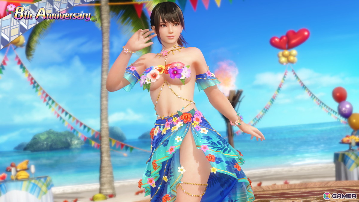 「DEAD OR ALIVE XVV」花びらが舞う南国風の8周年記念SSR水着「ララ・ウルプア」が登場！アニバーサリーコーデガチャ最大100連無料にの画像13