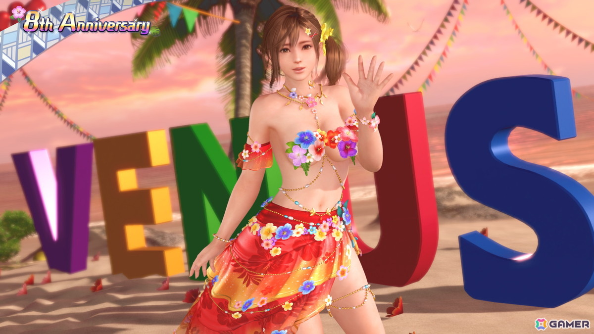 「DEAD OR ALIVE XVV」花びらが舞う南国風の8周年記念SSR水着「ララ・ウルプア」が登場！アニバーサリーコーデガチャ最大100連無料にの画像6