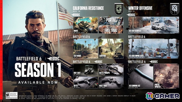 「Battlefiled 6」と「REDSEC」の新シーズン「カリフォルニア・レジスタンス」が公開！11月25日から1周間限定の無料トライアルも実施予定の画像1