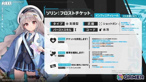 「勝利の女神：NIKKE」ソリン：フロストチケット（CV：水瀬いのり）登場の新バージョン「BLANK TICKET」が11月20日に実装！の画像3