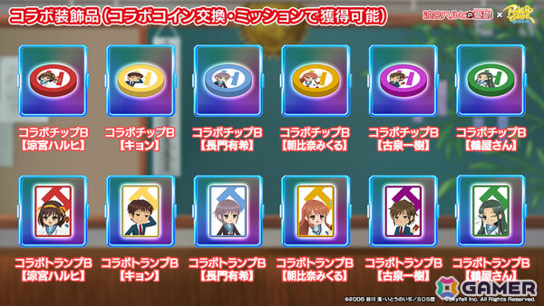 「ポーカーチェイス」でTVアニメ「涼宮ハルヒの憂鬱」との初コラボが11月26日より開催！ハルヒ、キョン、長門、みくる、古泉、鶴屋さんがプレイアブル参戦の画像15