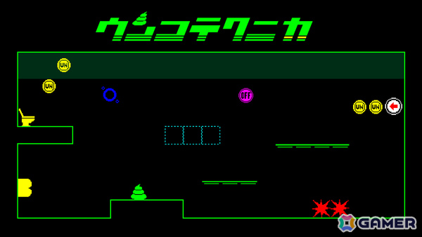 自動で突き進むウンコを便器に導く高難易度2Dアクション「ウンコテクニカ」がリリース！スタイリッシュな世界観の一端を味わえるPVも公開の画像1