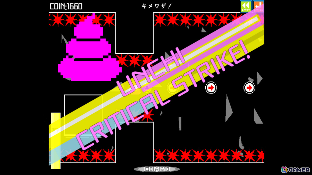 自動で突き進むウンコを便器に導く高難易度2Dアクション「ウンコテクニカ」がリリース！スタイリッシュな世界観の一端を味わえるPVも公開の画像5