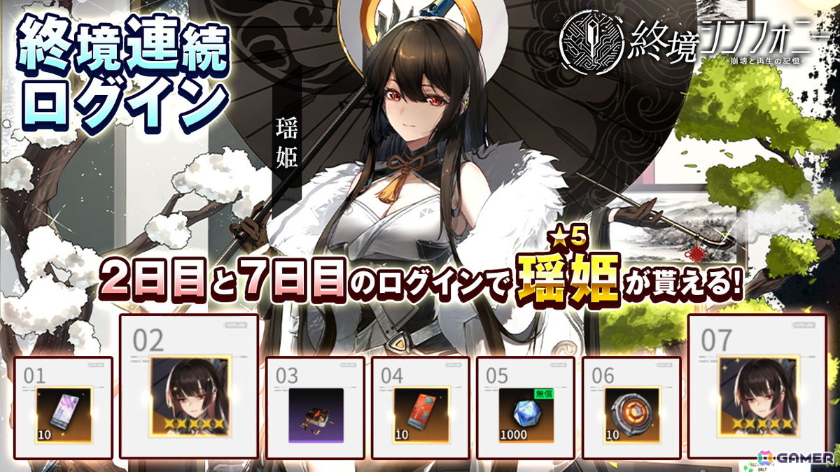 7日間の連続ログインで★5「瑶姫」を獲得可能