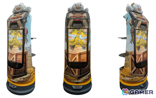 オトモアイルー姿の配膳ロボット・KettyBotがモンハン酒場に登場！楽しげな声を響かせながらメニューをお届けの画像