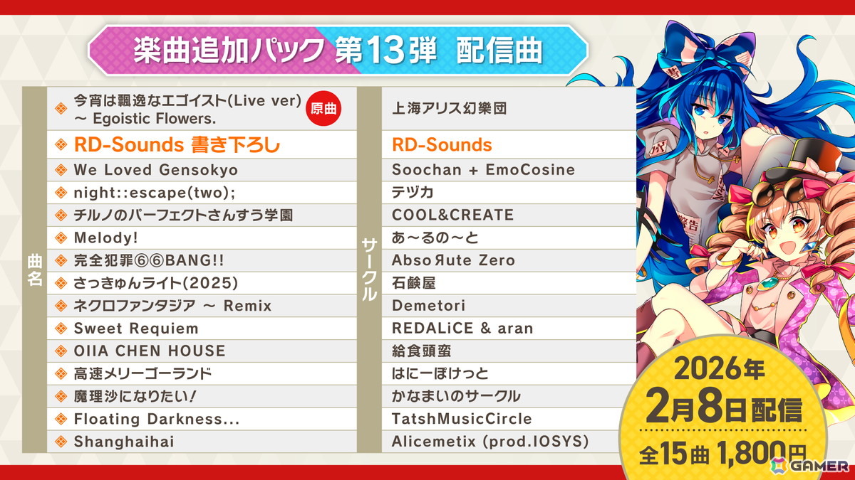 楽曲追加パック 第13弾 収録楽曲一覧