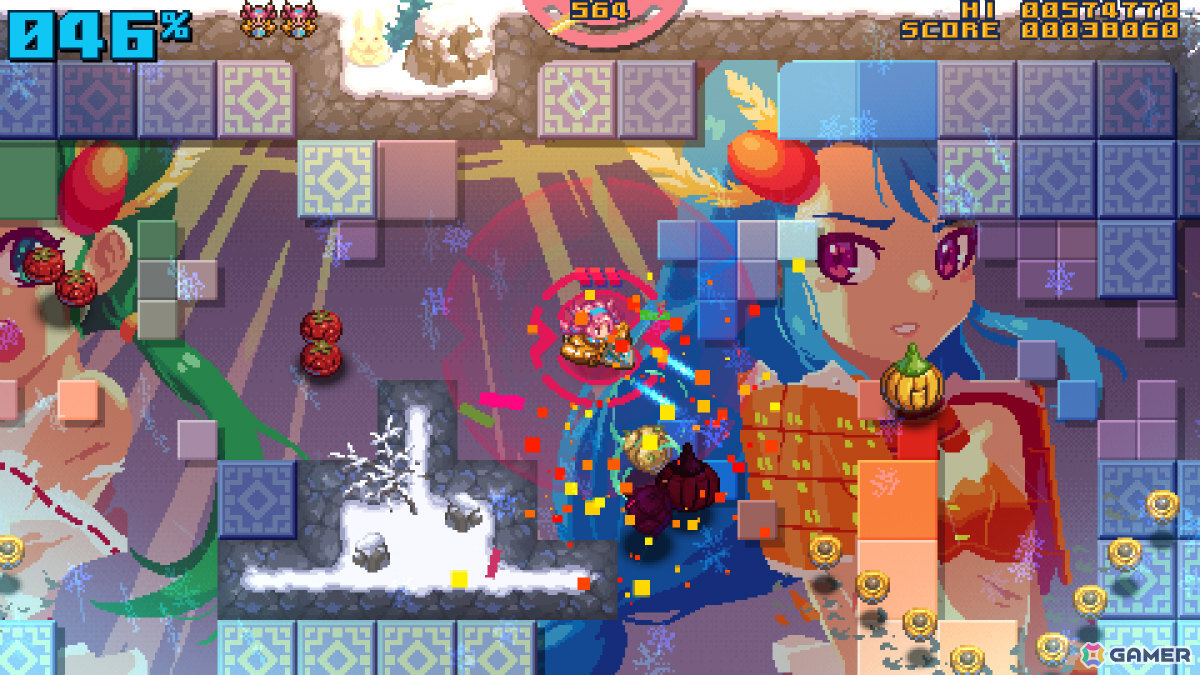 パネルを破壊して女の子たちを救うツインスティックSTG「Z-GYUBAAN!」のSteamページが公開の画像