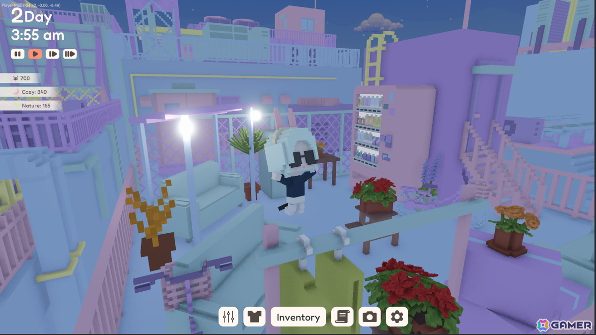 雑居ビルの屋上を“自分だけのリラックス空間”に！ボクセルスローライフゲーム「YUME ROOF」がSteamで2026年2月に配信の画像11