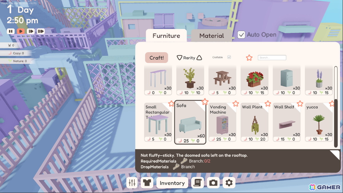 雑居ビルの屋上を“自分だけのリラックス空間”に！ボクセルスローライフゲーム「YUME ROOF」がSteamで2026年2月に配信の画像4