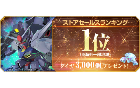 「SDガンダム ジージェネエターナル」海外一部地域でのストアセールスランキング1位達成を記念してダイヤ3,000個が配布！