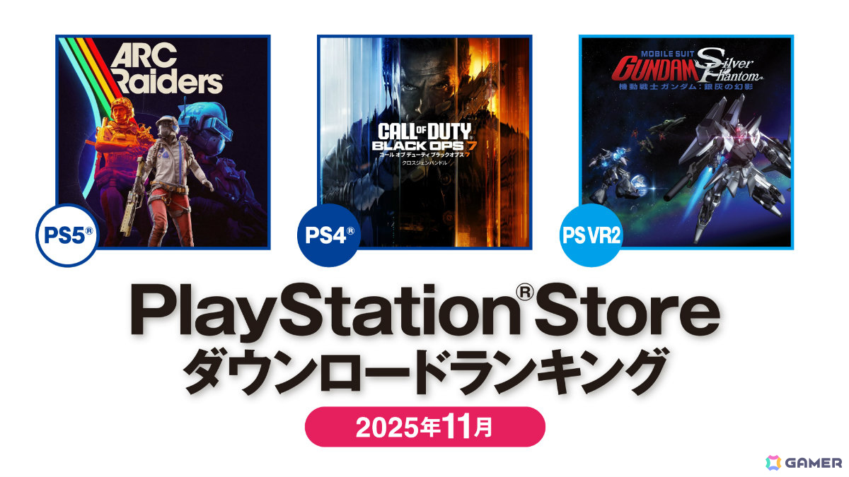 11月のPS Storeダウンロードランキングが発表！PS5は「ARC Raiders」、PS VR2は「機動戦士ガンダム：銀灰の幻影」、基本無料タイトルは「風燕伝」が第1位にの画像