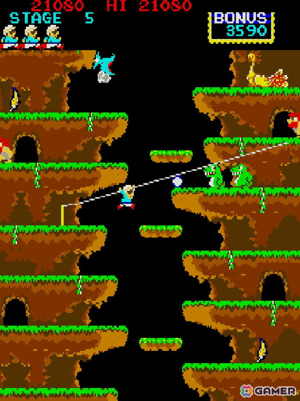 ロック鳥を追い求めて上へ上へと登っていくアクションゲーム「ロックンロープ」がアーケードアーカイブス/アーケードアーカイブス2として12月11日に配信！の画像