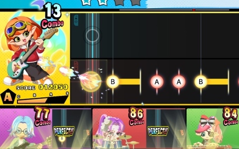 ギター・ベース・ドラム・キーボードのバンドサウンドでプレイする新感覚の音ゲー「激奏！BAND STAR」が発売！