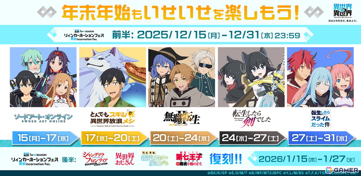 異世界∞異世界」で「SAO」「無職転生II」など1st SEASONで登場した