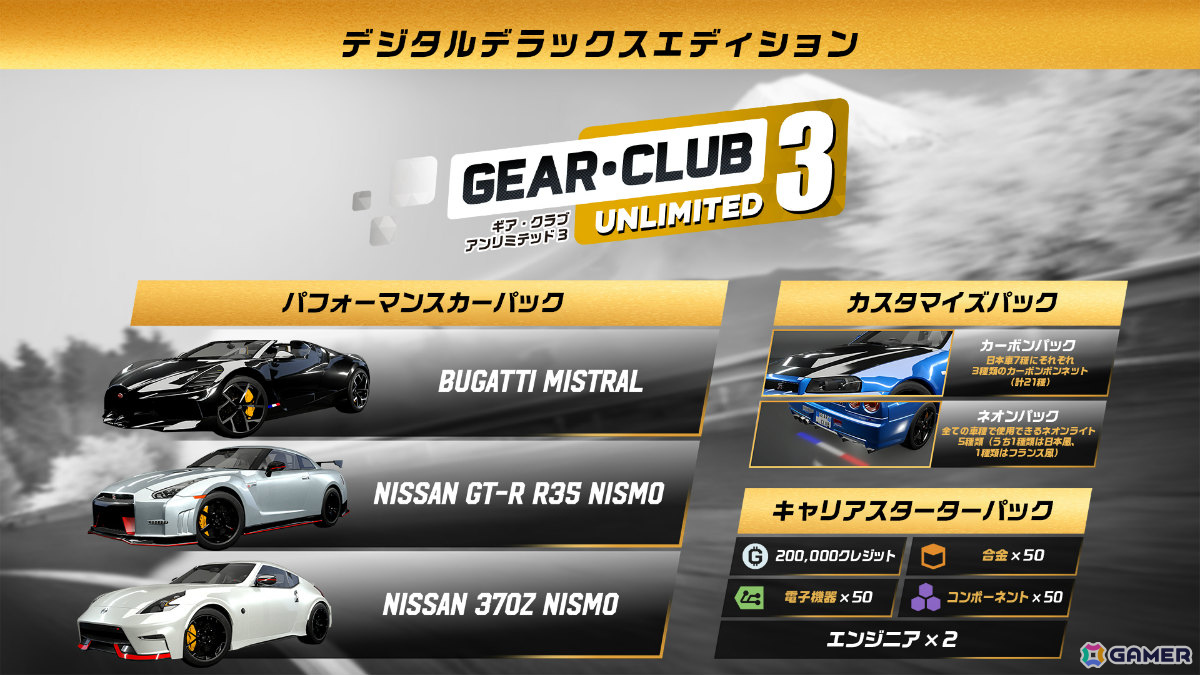 「ギア・クラブ アンリミテッド3」ゲームプレイトレーラーが公開！日産 GTR R-35 Nismoなどが付いてくるデラックスエディションも登場の画像