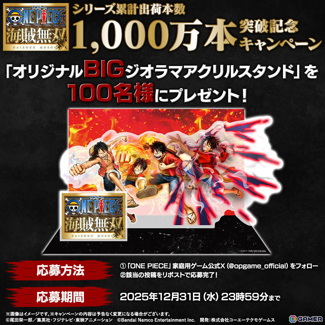 ONE PIECE 海賊無双」シリーズの世界累計出荷本数が1,000万本を突破