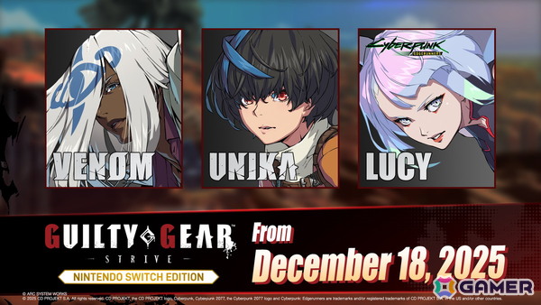 「GUILTY GEAR -STRIVE- Nintendo Switch Edition」のDLC「ヴェノム」「ユニカ」「ルーシー」が配信!「ランクマッチ」実装などのアップデートもの画像1