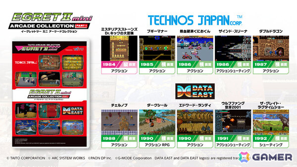 「イーグレットツー ミニ」専用追加ソフト「アーケードコレクションPART1」が発売！「ダブルドラゴン」「ザ・グレイト・ラグタイムショー」など10タイトルを収録の画像2