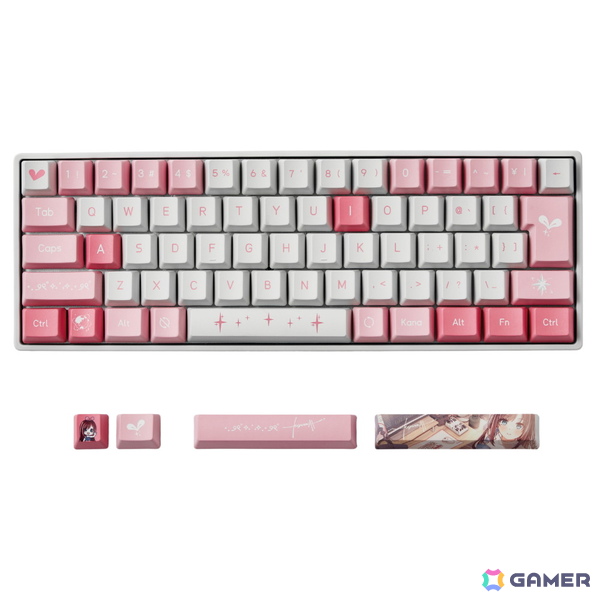 KizunaAIさんの世界観を表現した初のコラボゲーミングキーボードが予約受付開始！アイコンやモチーフを随所に配置し、“ピンク×ホワイト”を基調とした爽やかな配色にの画像3