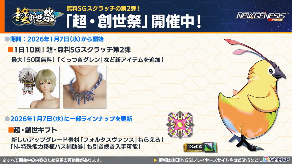 「PSO2 ニュージェネシス」2026年前半のロードマップが公開！「ヘキサギア」＆「メガミデバイス」とのコラボも発表の画像