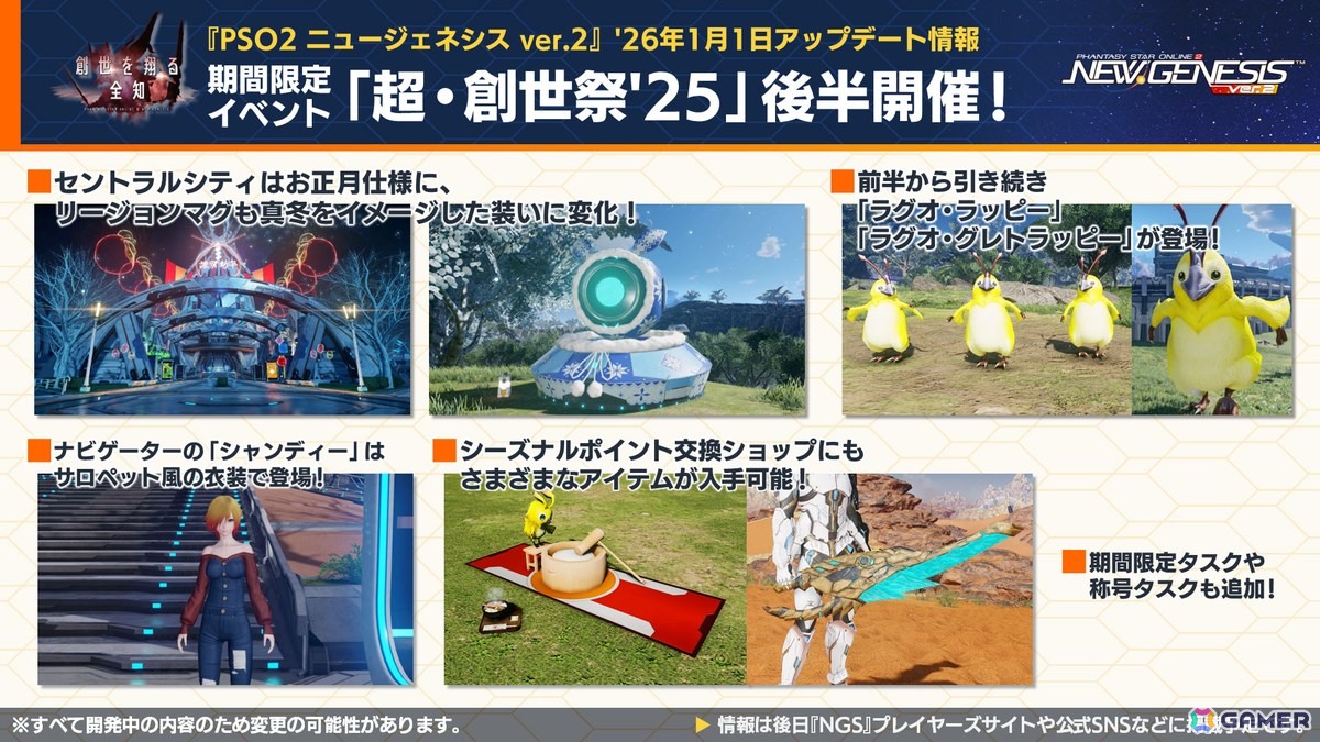 「PSO2 ニュージェネシス」2026年前半のロードマップが公開！「ヘキサギア」＆「メガミデバイス」とのコラボも発表の画像