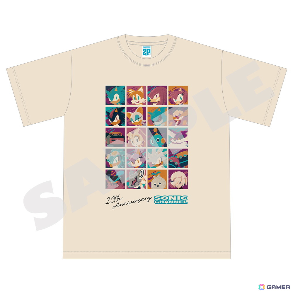 「ソニックチャンネル」20周年記念Tシャツが発売決定!ステッカー20種がセットになった記念仕様にの画像