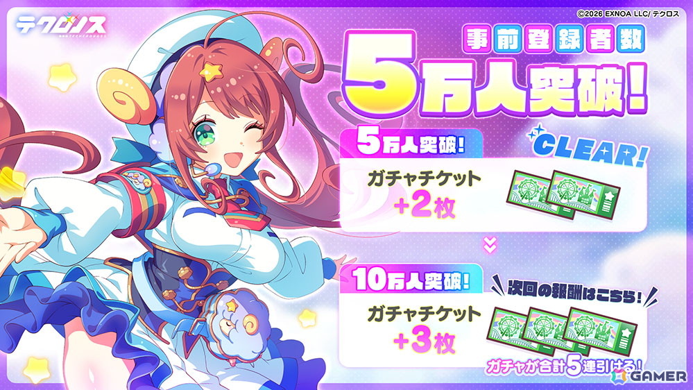 「テクロノス」事前登録者数5万人突破！事前登録ガチャに神姫PROJECTの2人を追加の画像