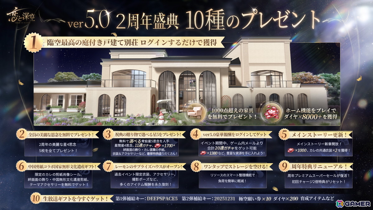 「恋と深空」12月31日よりVer5.0「2周年盛典」が実装！イベント「愛、宇宙、詩の王座」開催の画像2