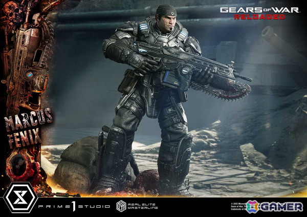 「Gears of War: Reloaded」よりマーカス・フェニックスの1/3スケールスタチューが登場！愛銃を構える片膝立ちに加えて、屈強な身体をより大きく見せる立ちポーズもの画像11