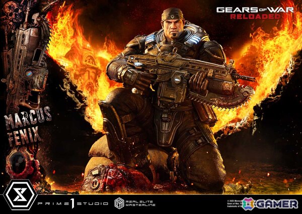 「Gears of War: Reloaded」よりマーカス・フェニックスの1/3スケールスタチューが登場！愛銃を構える片膝立ちに加えて、屈強な身体をより大きく見せる立ちポーズもの画像13