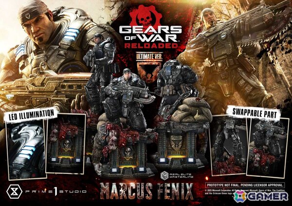 「Gears of War: Reloaded」よりマーカス・フェニックスの1/3スケールスタチューが登場！愛銃を構える片膝立ちに加えて、屈強な身体をより大きく見せる立ちポーズもの画像14