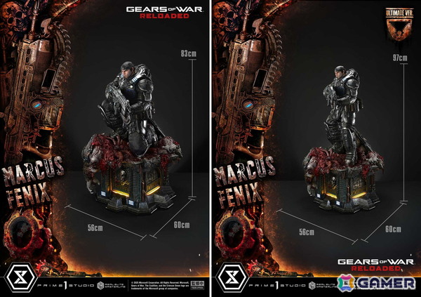 「Gears of War: Reloaded」よりマーカス・フェニックスの1/3スケールスタチューが登場！愛銃を構える片膝立ちに加えて、屈強な身体をより大きく見せる立ちポーズもの画像15