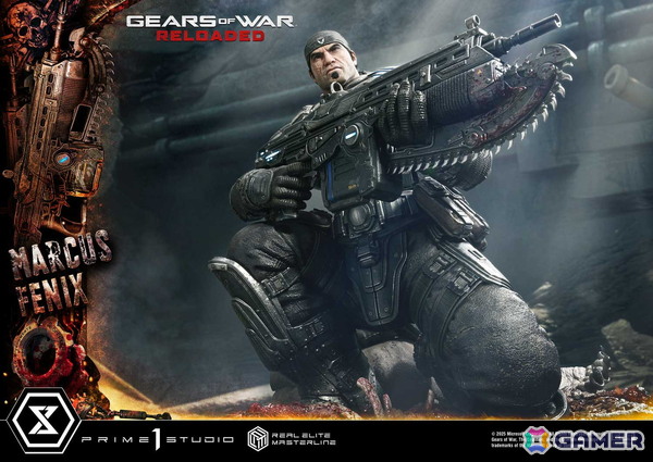「Gears of War: Reloaded」よりマーカス・フェニックスの1/3スケールスタチューが登場！愛銃を構える片膝立ちに加えて、屈強な身体をより大きく見せる立ちポーズもの画像2