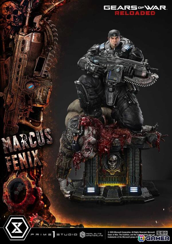 「Gears of War: Reloaded」よりマーカス・フェニックスの1/3スケールスタチューが登場！愛銃を構える片膝立ちに加えて、屈強な身体をより大きく見せる立ちポーズもの画像3
