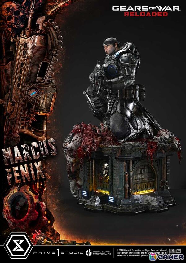 「Gears of War: Reloaded」よりマーカス・フェニックスの1/3スケールスタチューが登場！愛銃を構える片膝立ちに加えて、屈強な身体をより大きく見せる立ちポーズもの画像6