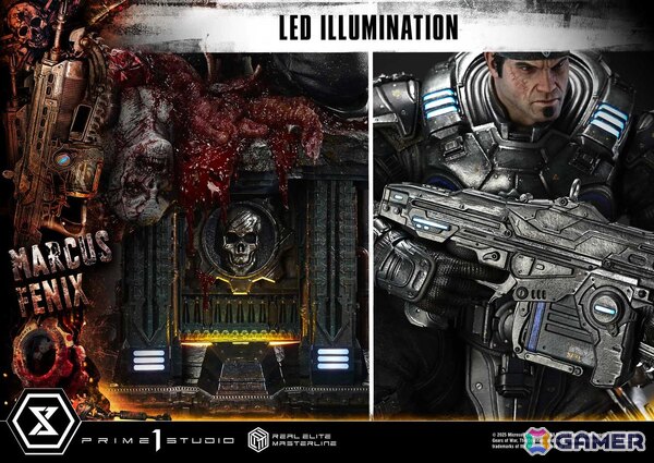 「Gears of War: Reloaded」よりマーカス・フェニックスの1/3スケールスタチューが登場！愛銃を構える片膝立ちに加えて、屈強な身体をより大きく見せる立ちポーズもの画像9