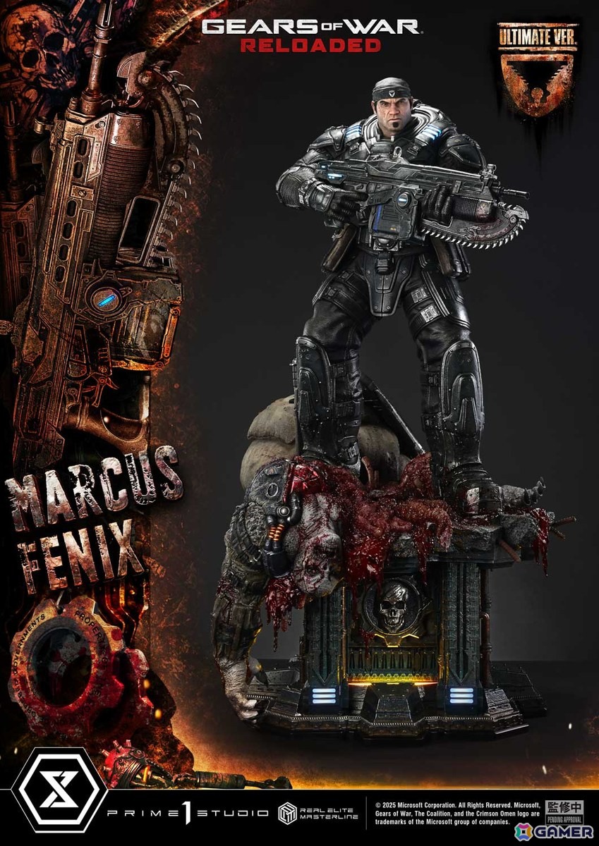 「Gears of War: Reloaded」よりマーカス・フェニックスの1/3スケールスタチューが登場！愛銃を構える片膝立ちに加えて、屈強な身体をより大きく見せる立ちポーズもの画像