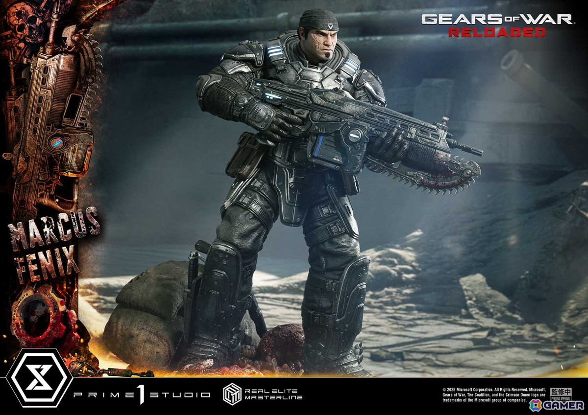「Gears of War: Reloaded」よりマーカス・フェニックスの1/3スケールスタチューが登場！愛銃を構える片膝立ちに加えて、屈強な身体をより大きく見せる立ちポーズもの画像