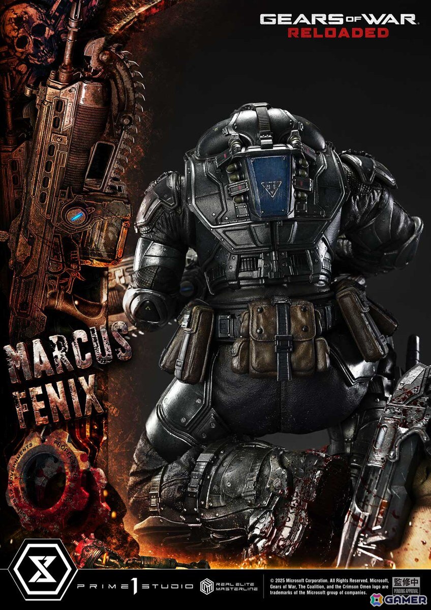「Gears of War: Reloaded」よりマーカス・フェニックスの1/3スケールスタチューが登場！愛銃を構える片膝立ちに加えて、屈強な身体をより大きく見せる立ちポーズもの画像