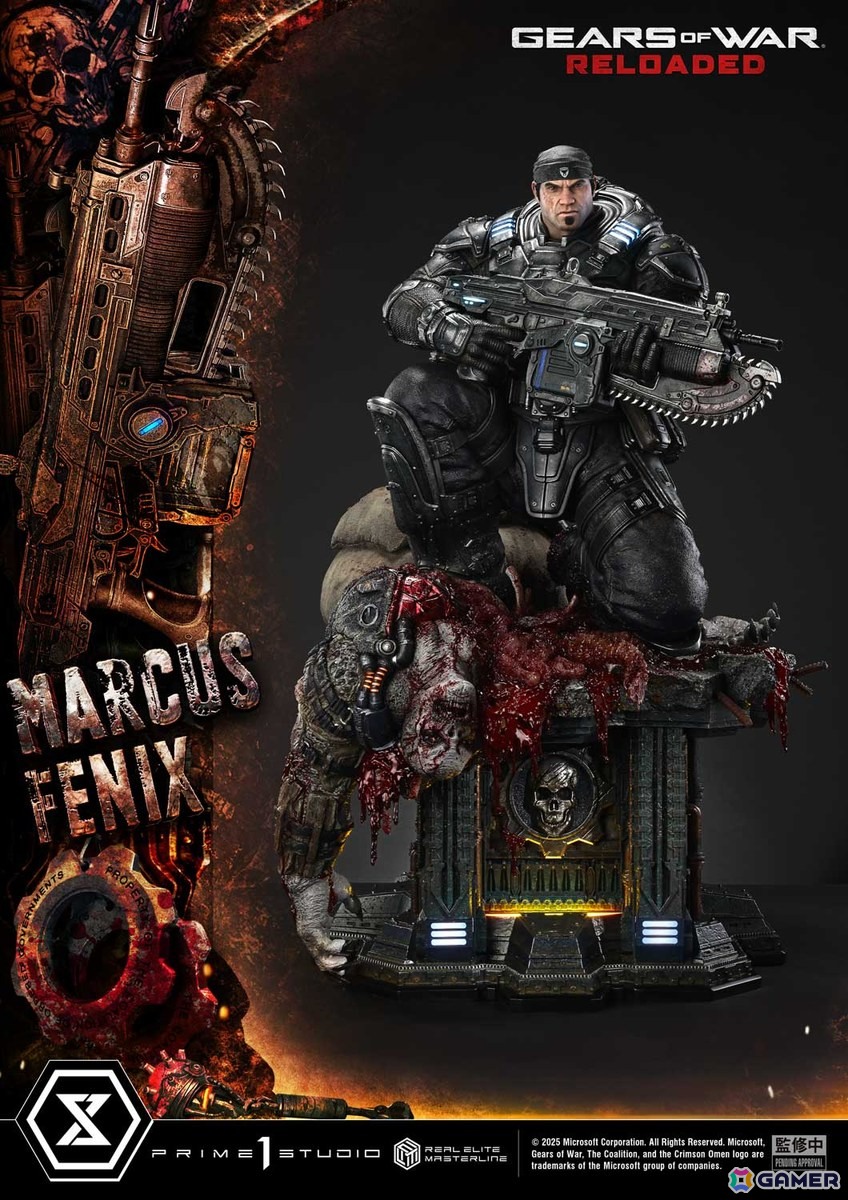 「Gears of War: Reloaded」よりマーカス・フェニックスの1/3スケールスタチューが登場！愛銃を構える片膝立ちに加えて、屈強な身体をより大きく見せる立ちポーズもの画像