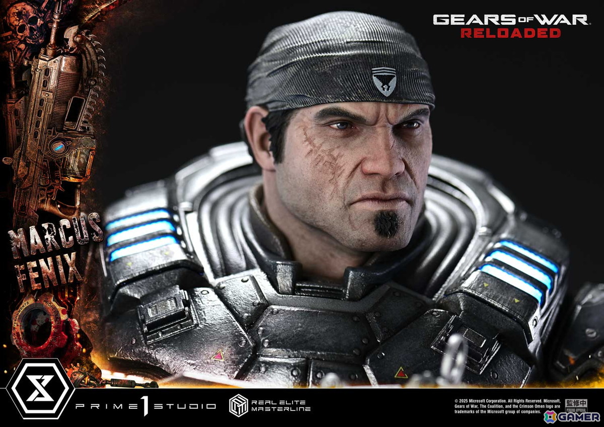 「Gears of War: Reloaded」よりマーカス・フェニックスの1/3スケールスタチューが登場！愛銃を構える片膝立ちに加えて、屈強な身体をより大きく見せる立ちポーズもの画像