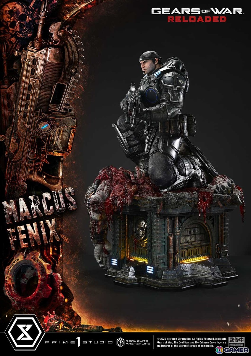 「Gears of War: Reloaded」よりマーカス・フェニックスの1/3スケールスタチューが登場！愛銃を構える片膝立ちに加えて、屈強な身体をより大きく見せる立ちポーズもの画像