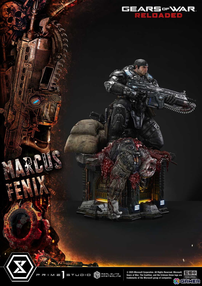 「Gears of War: Reloaded」よりマーカス・フェニックスの1/3スケールスタチューが登場！愛銃を構える片膝立ちに加えて、屈強な身体をより大きく見せる立ちポーズもの画像