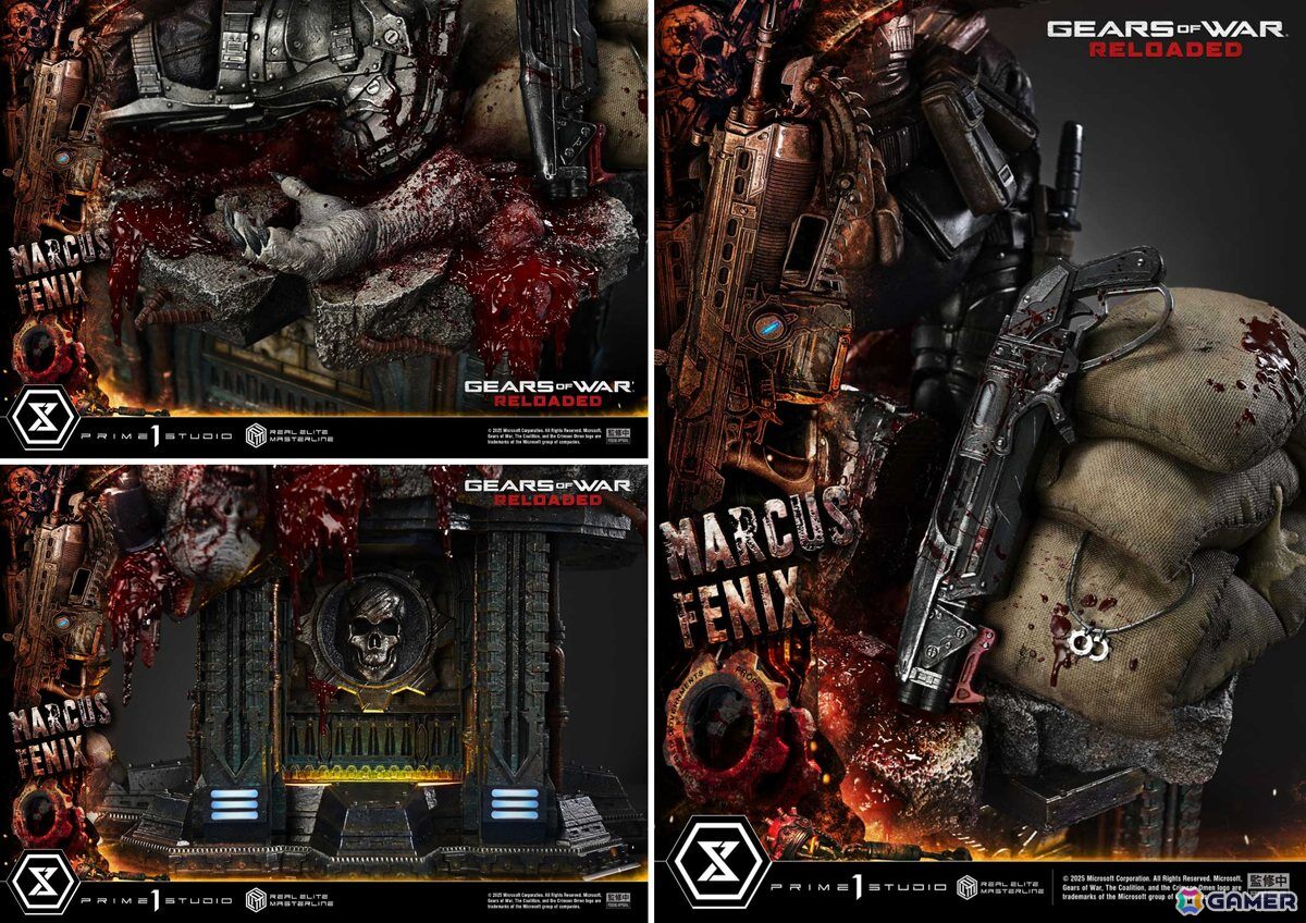 「Gears of War: Reloaded」よりマーカス・フェニックスの1/3スケールスタチューが登場！愛銃を構える片膝立ちに加えて、屈強な身体をより大きく見せる立ちポーズもの画像