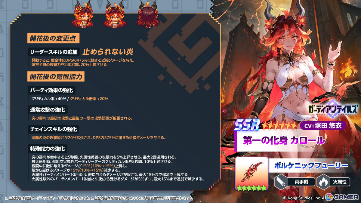 「ガーディアンテイルズ」ワールド22「ボルベール火山」が公開！第一の化身 カロール（CV：塚田悠衣）のピックアップ召喚もの画像5