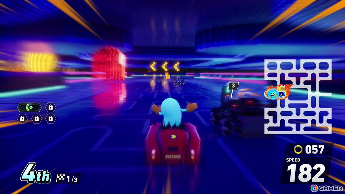 「ソニックレーシング クロスワールド」パックマンパックで登場するコース・パックビレッジ＆メイズではリングに変化が！？獲得すると聞きなじみのある音もの画像