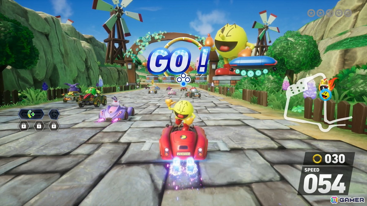 「ソニックレーシング クロスワールド」パックマンパックで登場するコース・パックビレッジ＆メイズではリングに変化が！？獲得すると聞きなじみのある音もの画像