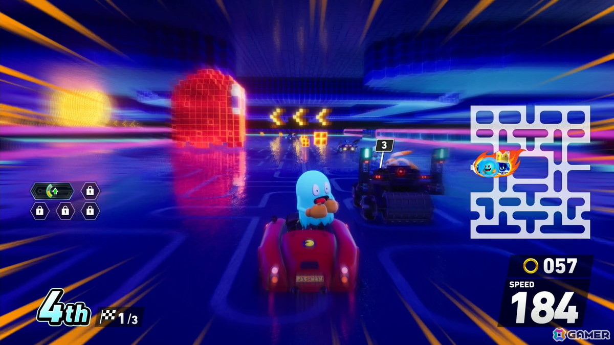 「ソニックレーシング クロスワールド」パックマンパックで登場するコース・パックビレッジ＆メイズではリングに変化が！？獲得すると聞きなじみのある音もの画像
